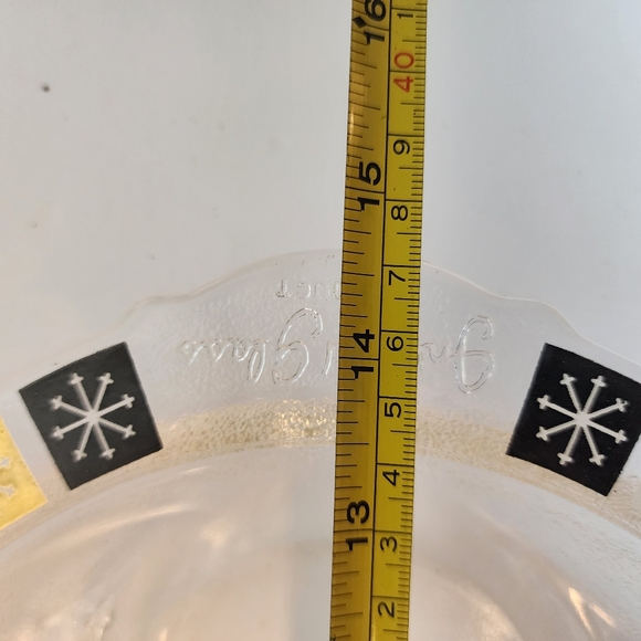 Inland Glass Platter Snowflake Atomic Starburst Pattern Meat Serving Tray EUC! - Picture 6 of 7